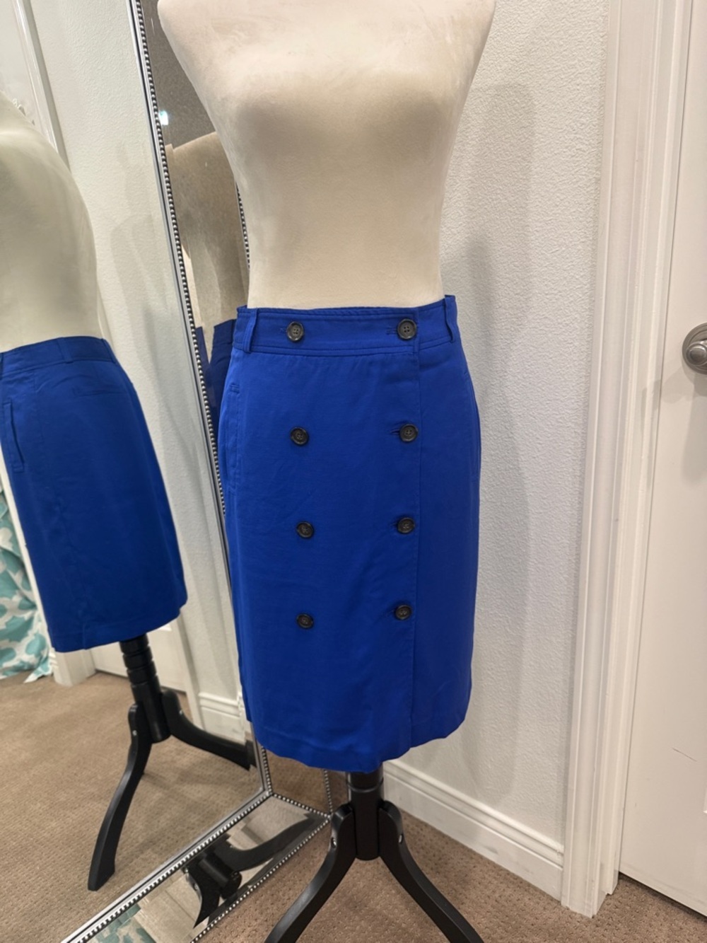 Banana Republic Cobalt Blue Double-Breasted Pencil Skirt